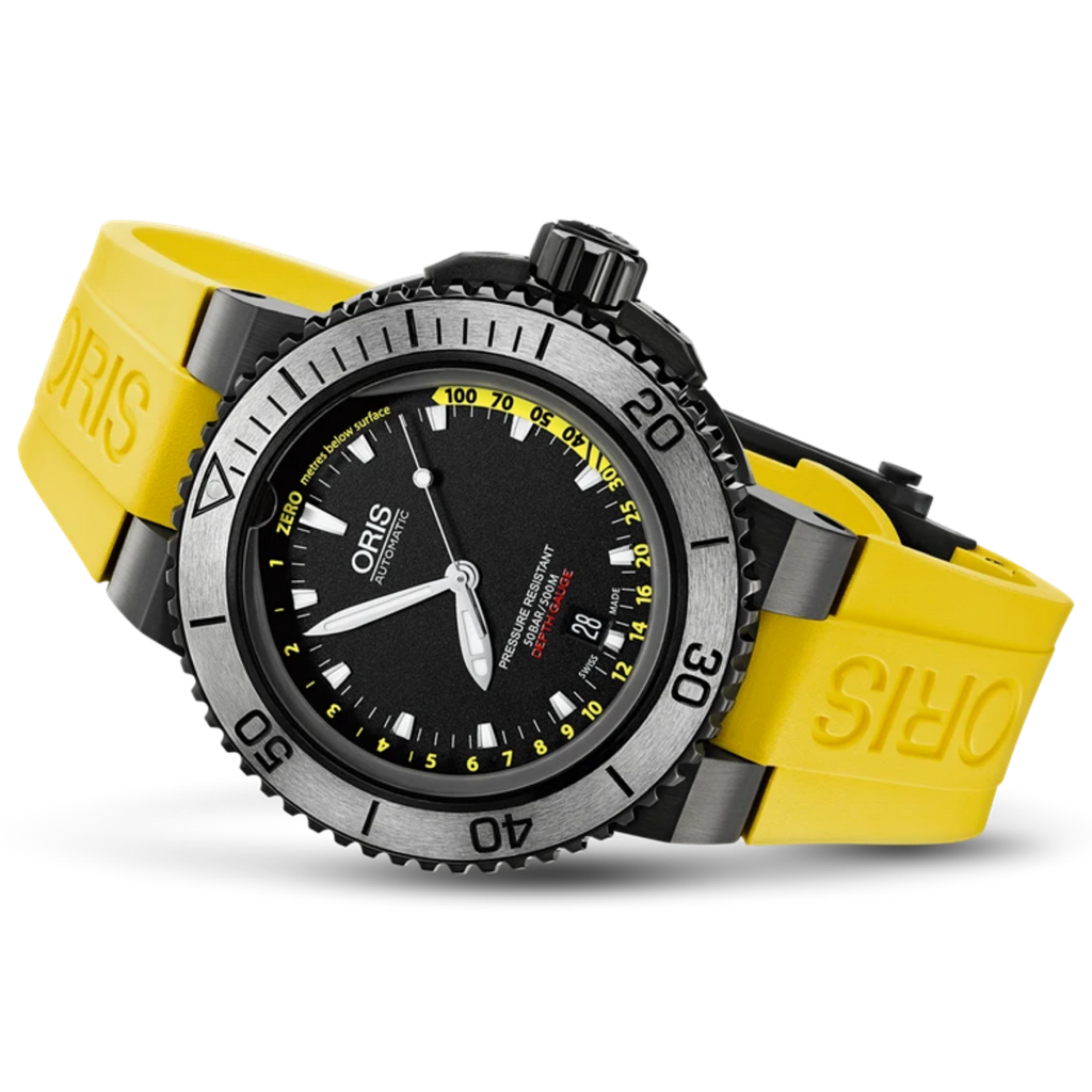 Oris Aquis Depth Gauge Chrono Set Yellow The Gold Parrot