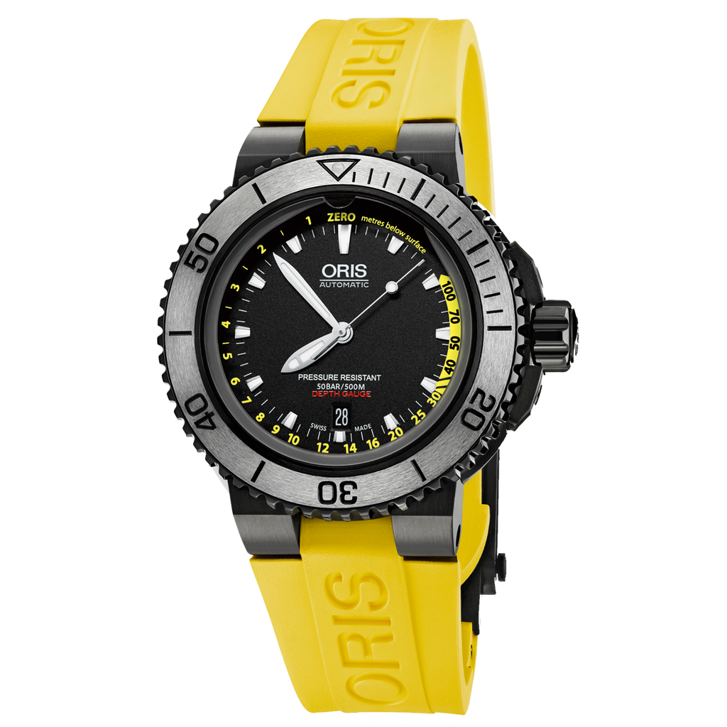 Oris Aquis Depth Gauge Chrono Set Yellow The Gold Parrot