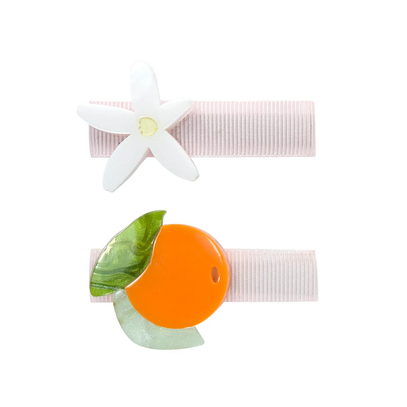 Tangerine Flower Hair Clips