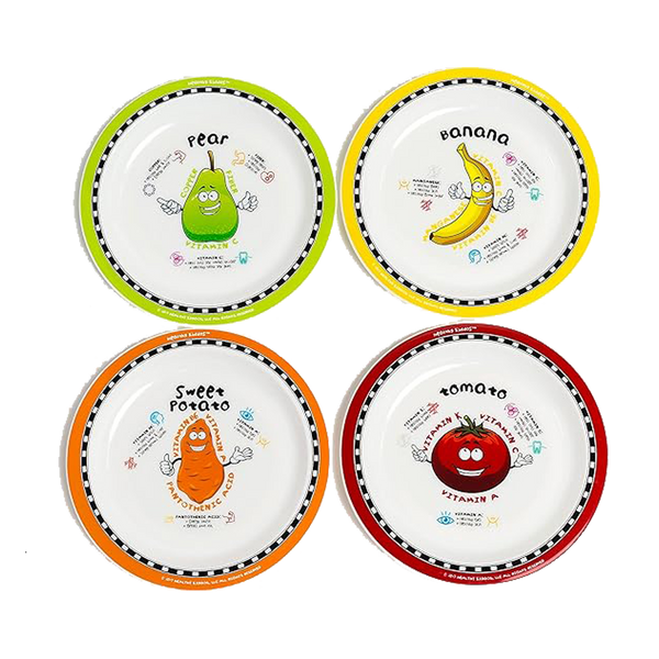 Fruits & Vegetables Fun Plates For Kids 4 Pack