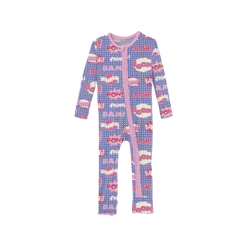 Print Muffin Ruffle Coverall with Zipper