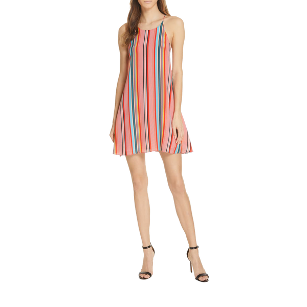 Kalia Striped Halter Tie-Back Mini Dress