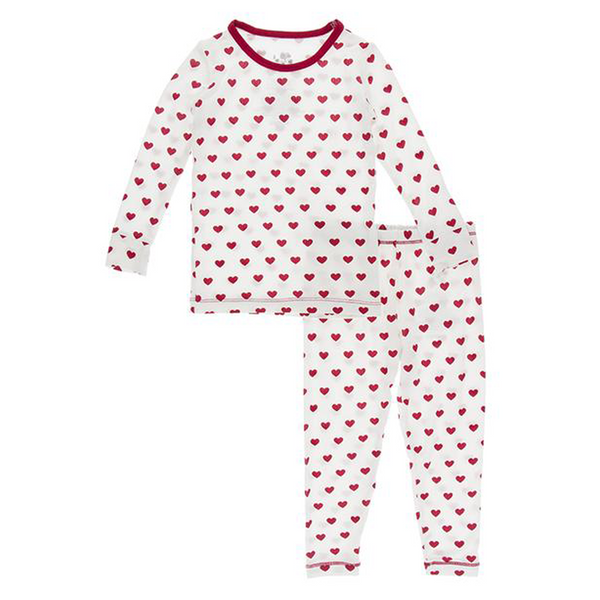 Heart Print Long Sleeve Pajama Set