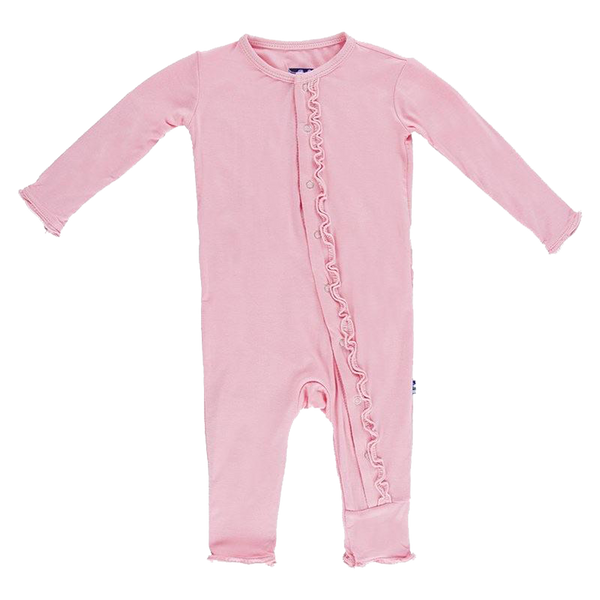 Solid Muffin Ruffle Coverall with Snaps